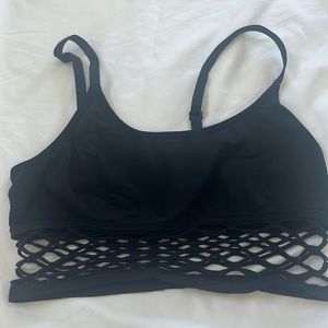 PINK black fish net sports bra